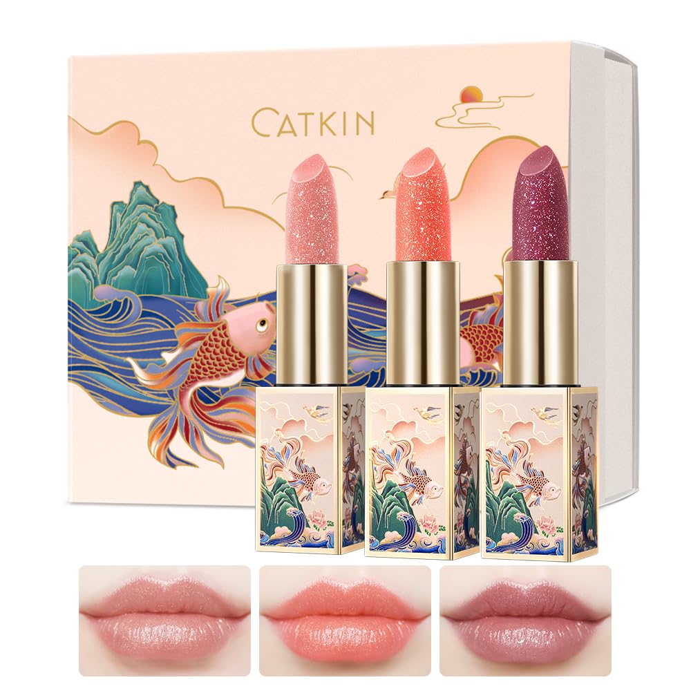 CATKIN Lip Balm Color Tinted Lip Stain Ultra Hydrating Moistrurizer Chapstick with Vitamin E Nourishing For Cracked & Dry Lips 0.12 oz C06 Camellia