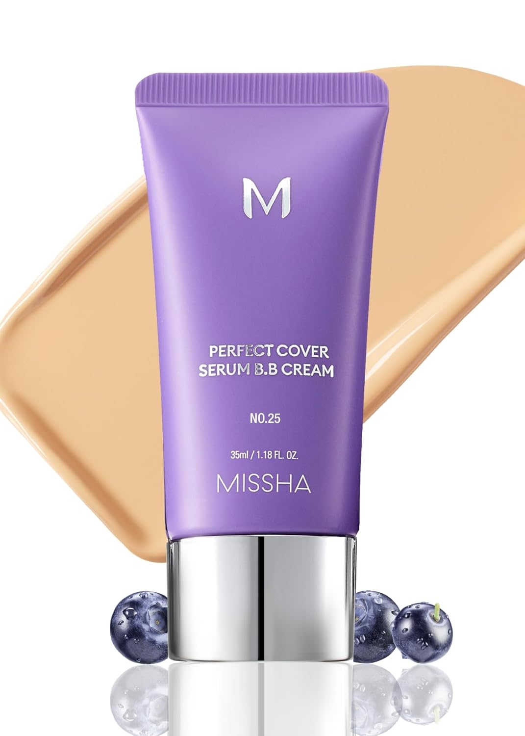 MISSHA M PERFECT COVER SERUM BB CREAM No.25 Warm Beige - Medium with Warm Undertone, Skin Tint, Tinted Moisturizer, Skin Care Foundation Makeup, Superfood Complex, Glass Skin, Korean Makeup,1.18 Fl oz