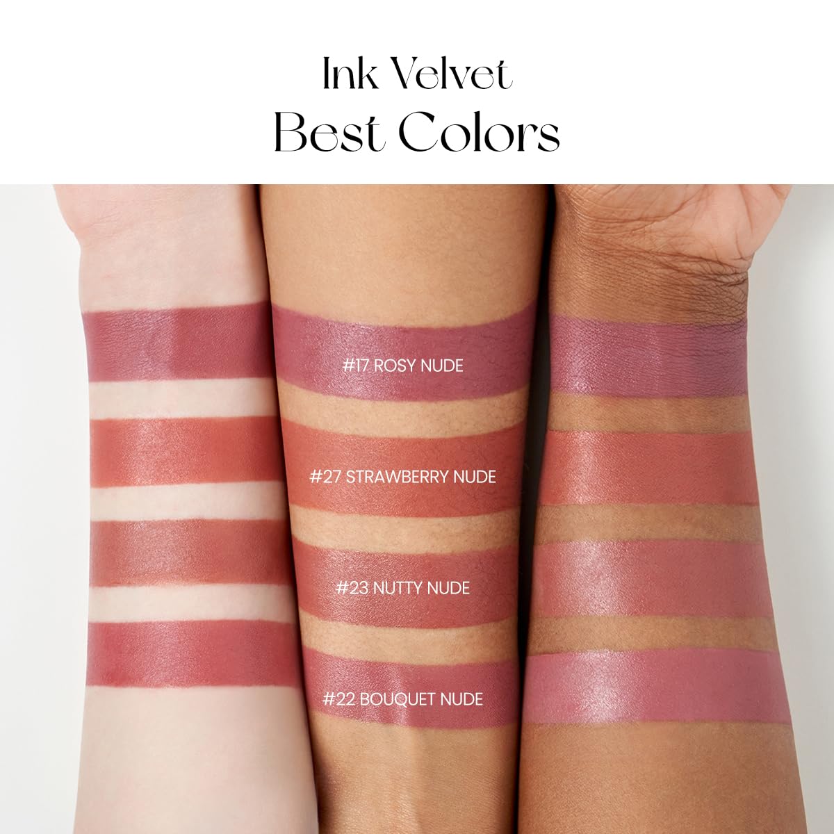 Peripera Ink the Velvet Lip Tint - High Pigment Color, Longwear, Weightless, Not Animal Tested, Gluten-Free, Paraben-Free (017 ROSY NUDE)