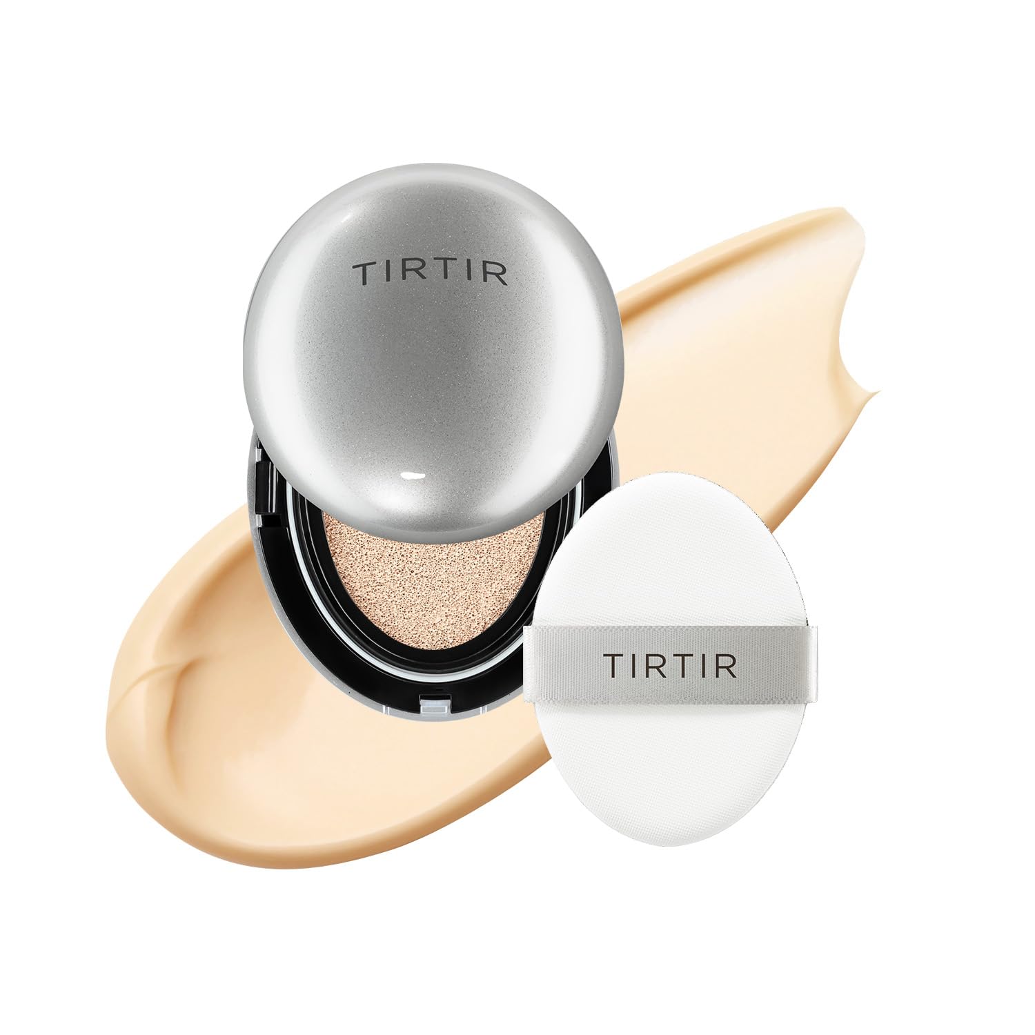 [*Mini Size*] TIRTIR Aura Glow Silver Cushion | Korean Cushion Foundation, (#21N Ivory, 0.15 Fl Oz)
