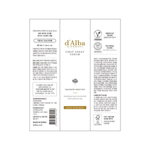 d'alba Piedmont Italian White Truffle First Spray Serum, Vegan Skin Care, Hydrating Face Moisturizer, Glow Serum for Radiant Skin, Non Comedogenic, All In One Mist (1.69 fl oz.)