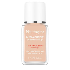 Neutrogena SkinClearing Oil-Free Acne and Blemish Fighting Liquid Foundation with.5% Salicylic Acid Acne Medicine, Shine Controlling Makeup for Acne Prone Skin, 30 Buff, 1 fl. oz