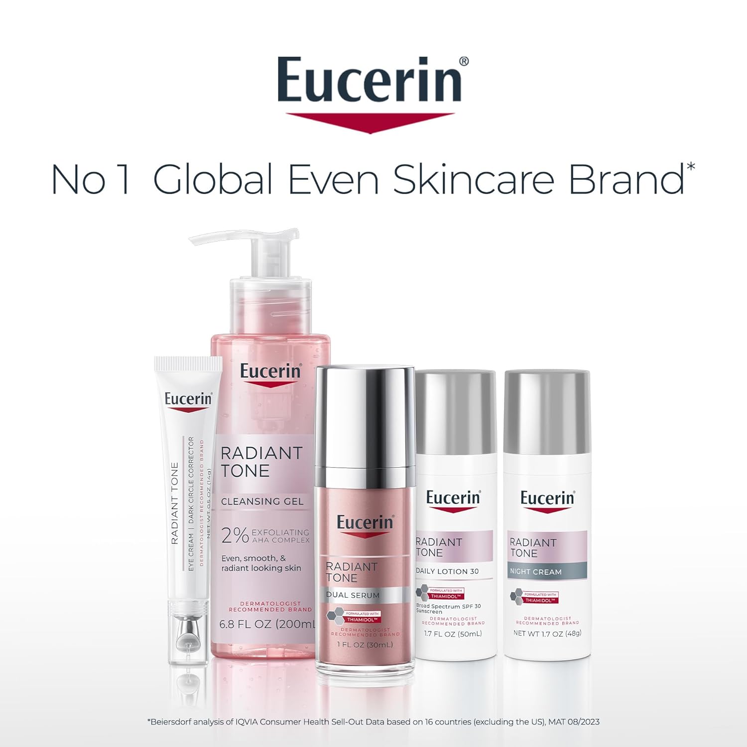 Eucerin Radiant Tone Daily Face Lotion Broad Spectrum SPF 30 Sunscreen, Dark Spot Corrector with Thiamidol, Helps Visibly Reduce the Look of Persistent Dark Spots, 1.7 Fl Oz Bottle