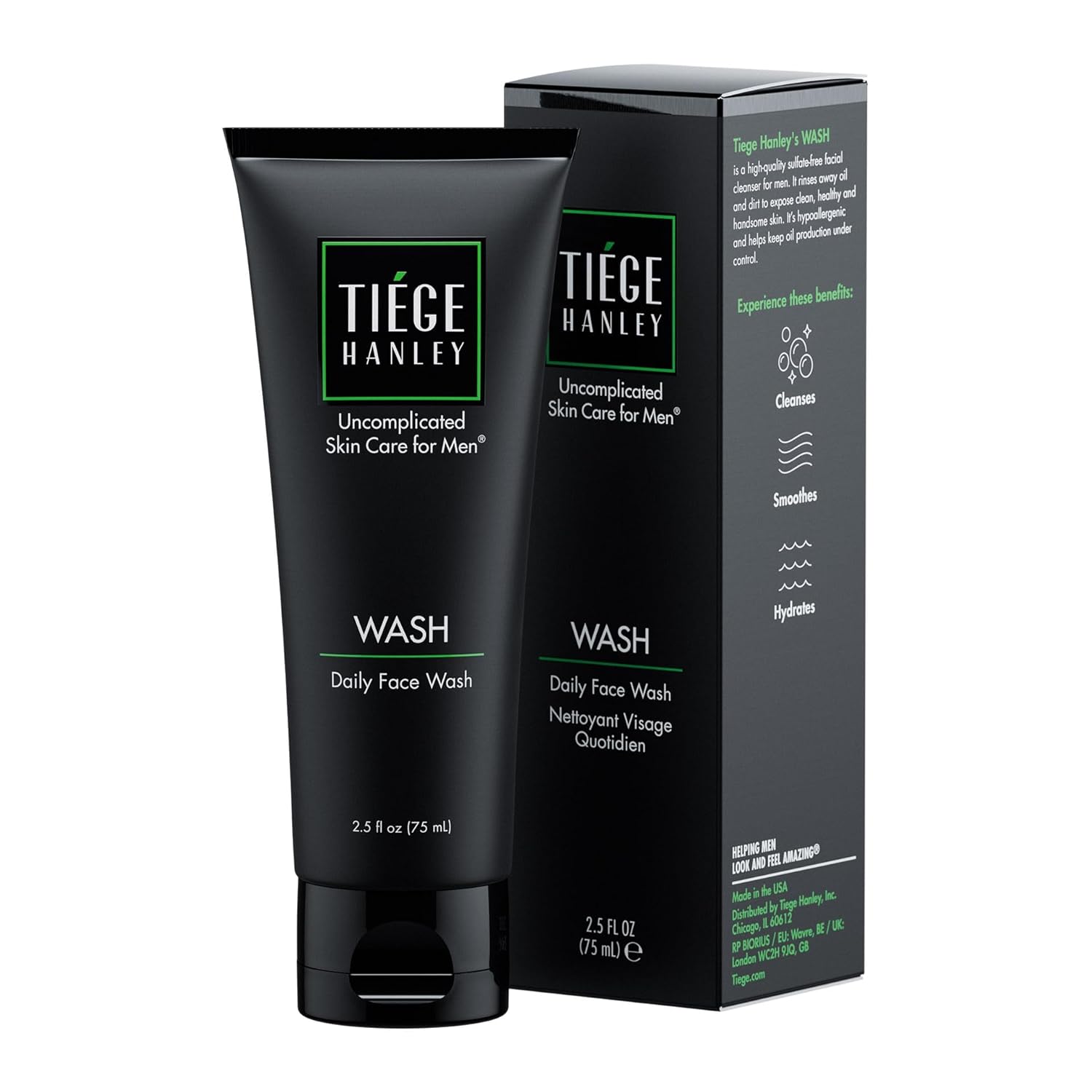 Tiege Hanley Daily Mens Face Wash, 5.5 Oz - Gentle Fragrance-Free Face Cleanser for Men Revitalizes, Hydrates & Softens Skin - Men's Face Wash & Facial Cleanser Skincare for Dry & Sensitive Skin