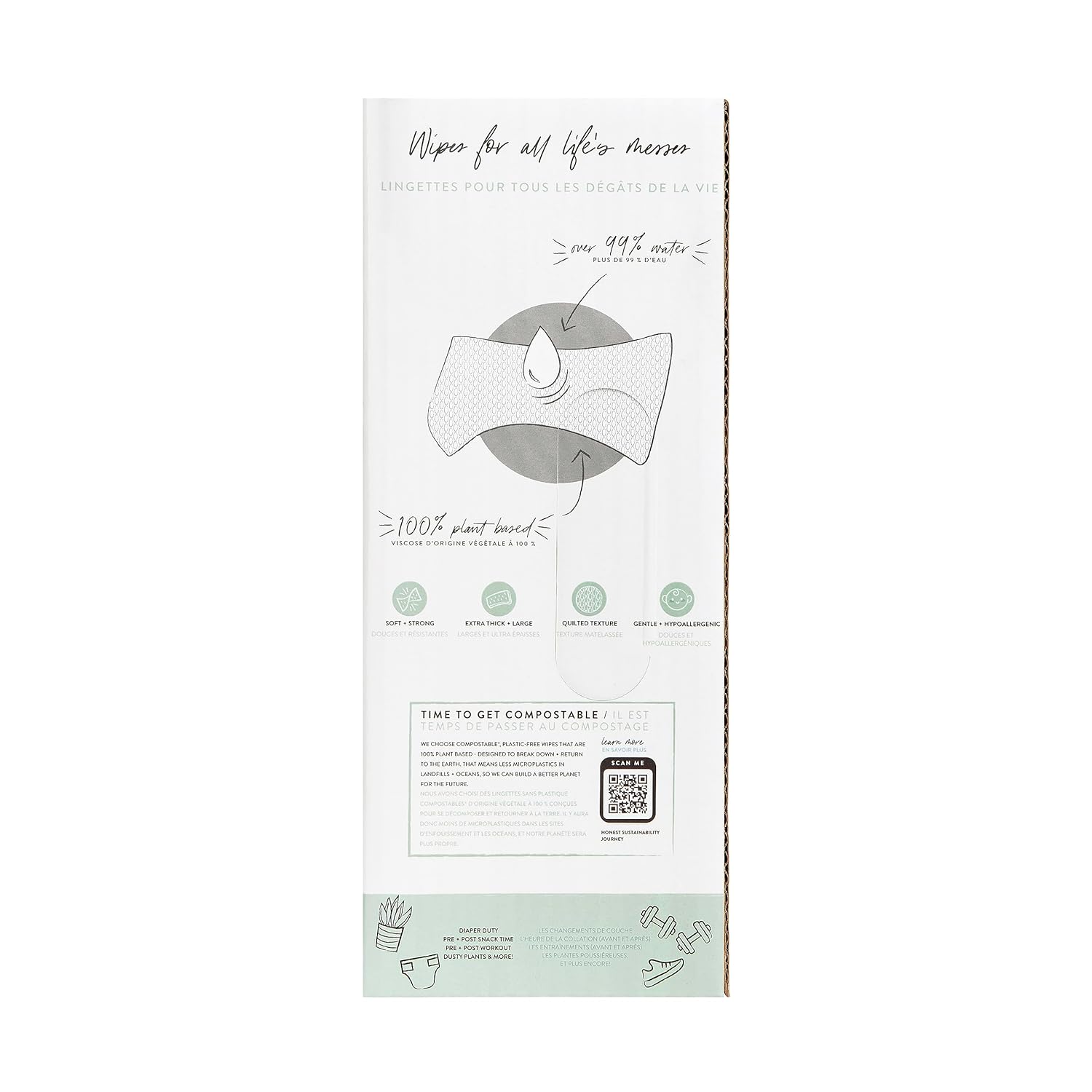 The Honest Company Clean Conscious Multi-Use Wipes | Hypoallergenic + Unscented for Sensitive Skin | Over 99% Water, Compostable, Plant Based, Baby Wipes | Geo Mood, 288 Count