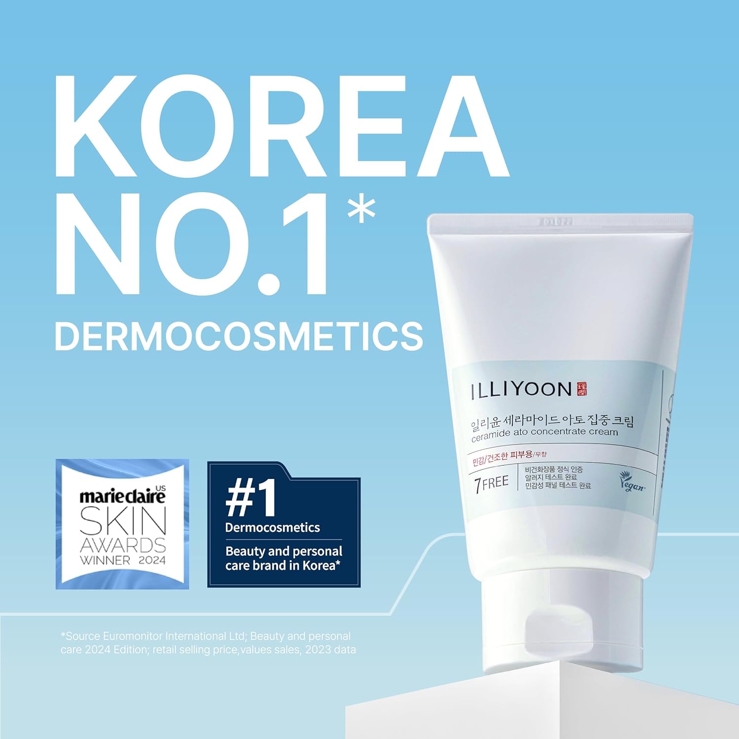 Illiyoon Ceramide Ato Concentrate Cream | Moisturizer for Dry & Sensitive Skin, 100hr Lasting Hydration, For Face & Body, Gentle for Infants, Moisture Barrier Repair, Vegan Certified, 6.76 fl.oz.