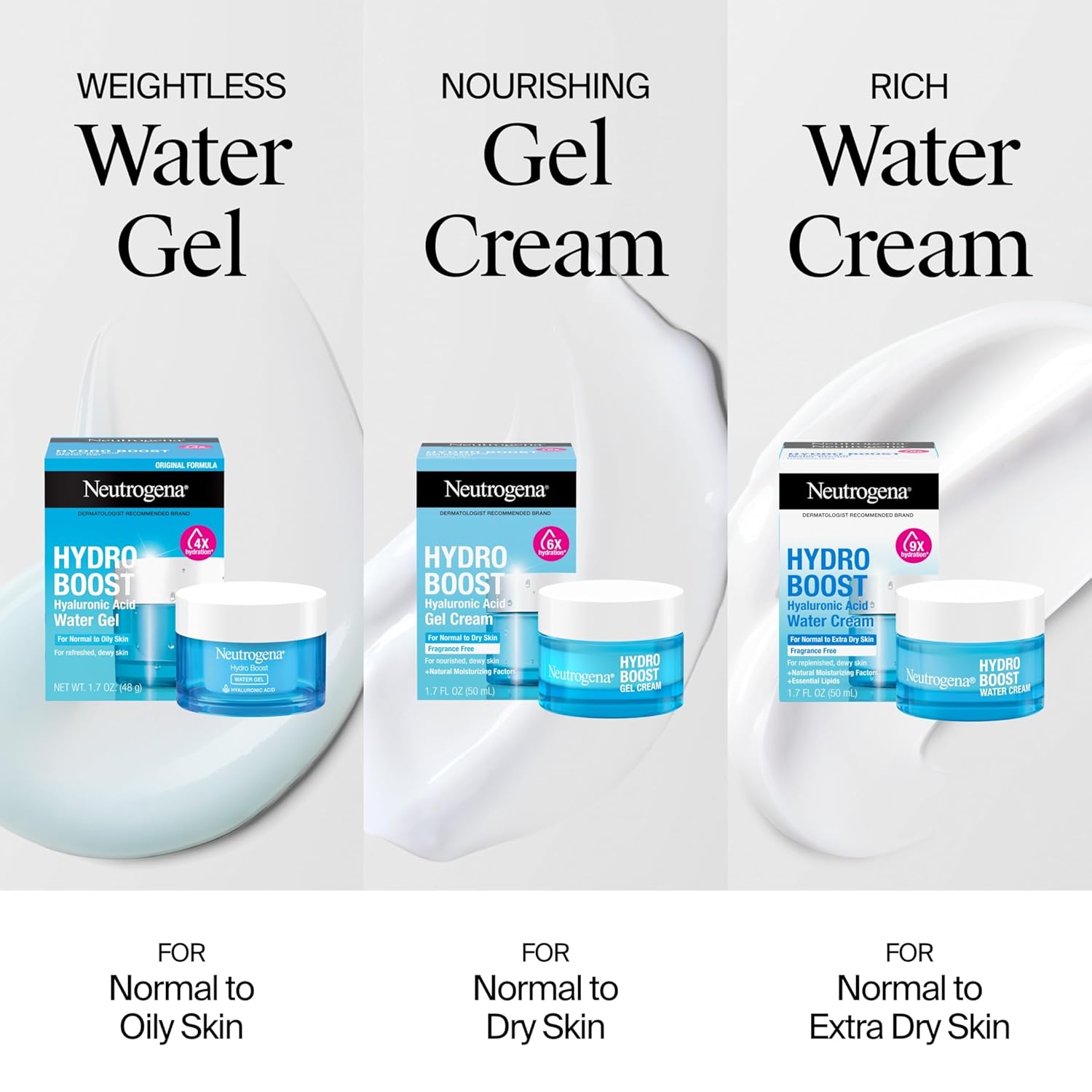 Neutrogena Hydro Boost Water Gel with Signature Fragrance, Hyaluronic Acid Face Moisturizer for Normal to Oily Skin, Delivers Hydration for Refreshed, Dewy Skin, 1.7 fl. oz