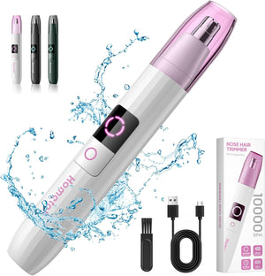 Rechargeable Nose Hair Trimmer for Men Women, Professional Painless Ear Eyebrow & Facial Hair Trimmer - 10,000 RPM Powerful Motor with Dual-Edge Blades, Wet/Dry, Easy to Clean
