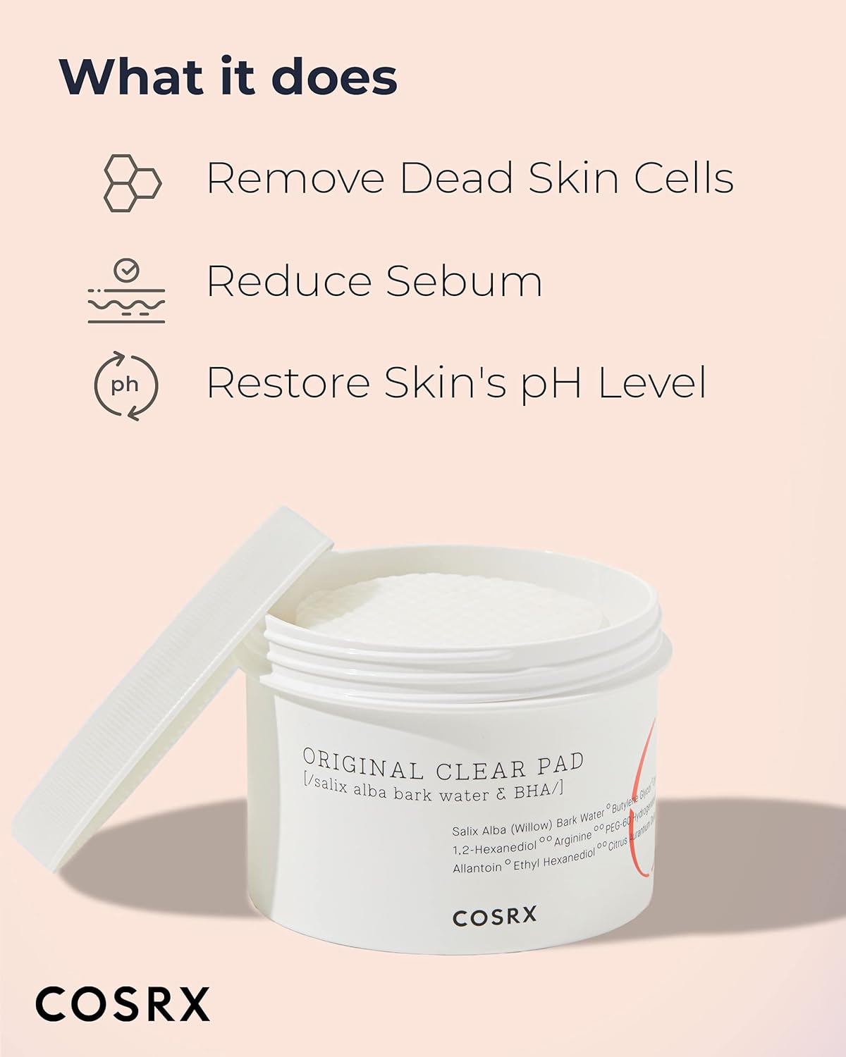 COSRX BHA Toner Pads, 70 Sheets, Exfoliating Pads for Dead Skin & Blackheads, Minimize Pores, Prevent Breakouts, Improve Skin Texture, Korean Skin Care