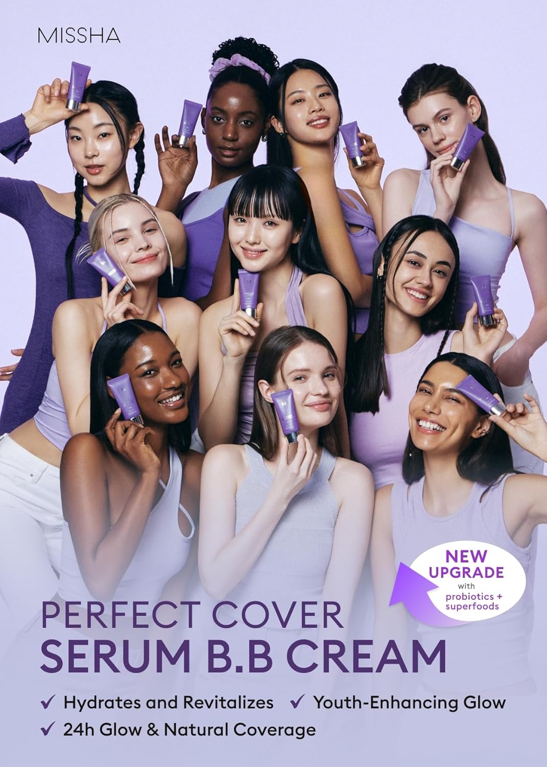 MISSHA M PERFECT COVER SERUM BB CREAM No.25 Warm Beige - Medium with Warm Undertone, Skin Tint, Tinted Moisturizer, Skin Care Foundation Makeup, Superfood Complex, Glass Skin, Korean Makeup,1.18 Fl oz