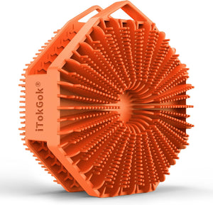 iTokGok® Premium 2-in-1 Silver-Infused Silicone Body Scrubber for Men, Double-Sided Design Body Brush Silicone Body Scrubber Exfoliating Body Brushes for All Skin, Lathers Well - Midnight Green