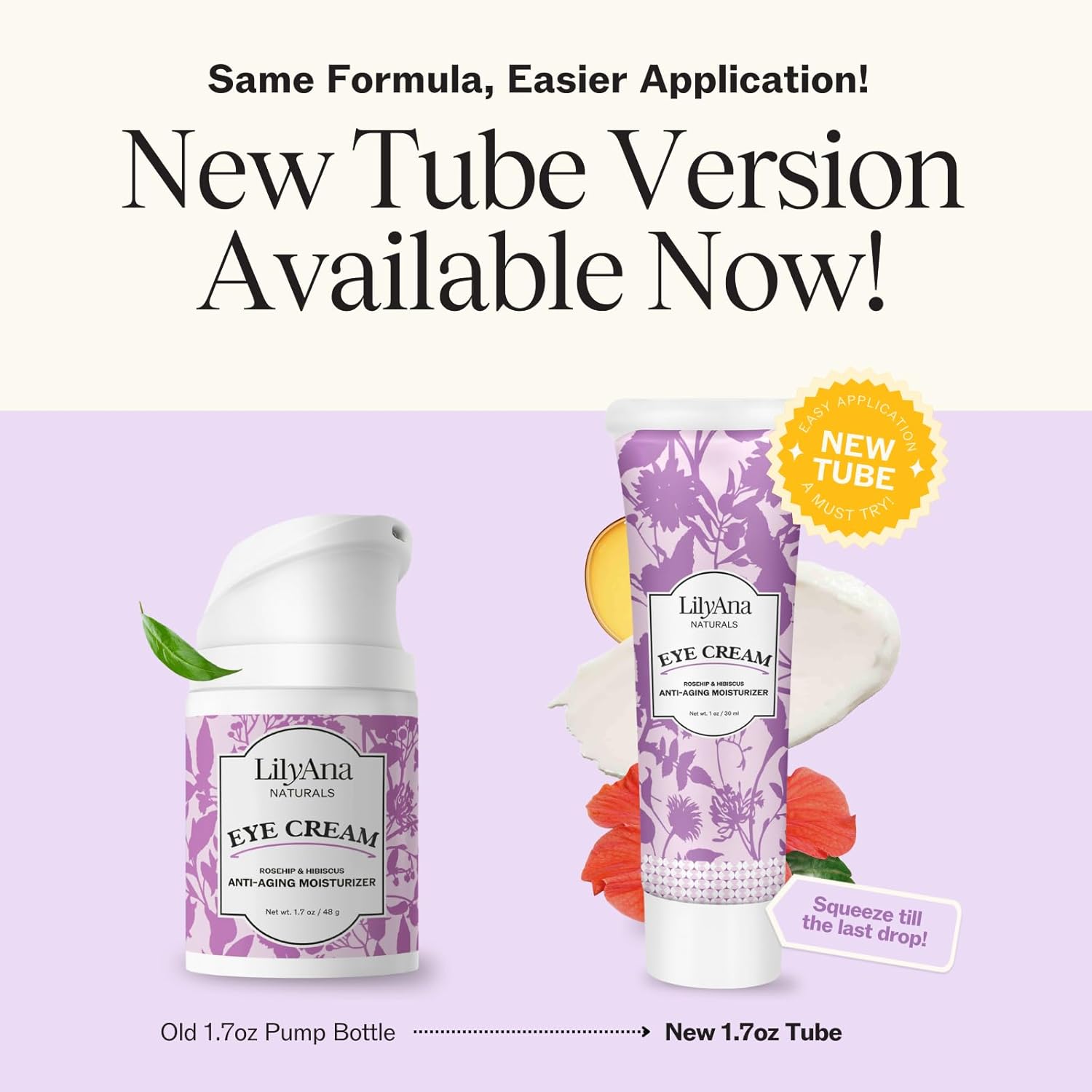 LilyAna Naturals Eye Cream for Dark Circles and Puffiness, Anti Aging Under Eye Cream for Wrinkles and Bags helps Improve Dryness; for Sensitive Skin (Bottle, 1.0 Ounce (Pack of 1))