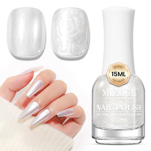 MIZHSE Nail Polish: 15Ml Mermaid Pearl Nail Polish Pink Aurora Effect Nail Polish, Fingernail and Toenail Polish Glossy Long Lasting Nail Polish Trendy DIY at Home Nail Gift Spree