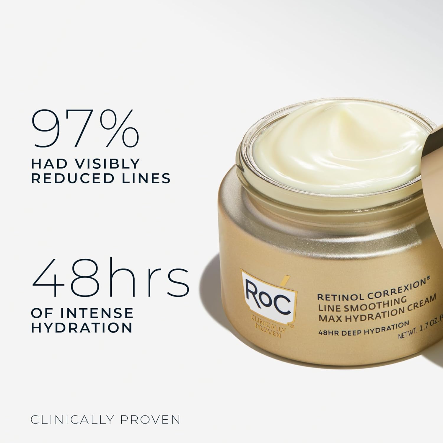 RoC Retinol Correxion Max Daily Hydration – Anti-Aging Face Moisturizer with Hyaluronic Acid, Oil-Free Cream for Fine Lines & Deep Hydration, 1.7 Ounces