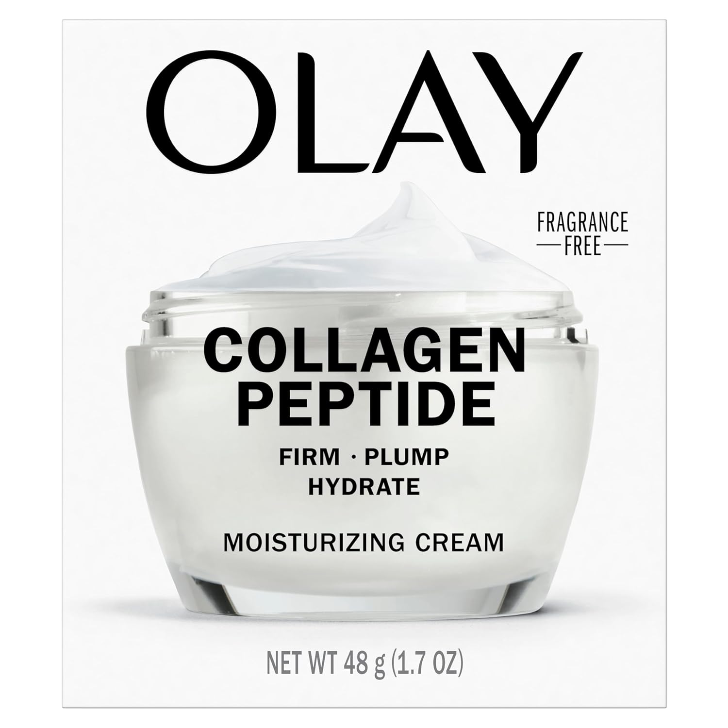 Olay Collagen Peptide Face Moisturizer, Firming Cream for Women, Fragrance-Free, Non-Greasy - Hydrating, Anti-Aging, Anti-Wrinkle, Smooth Fine Lines, Plumping Skin Care - Niacinamide, 1.7 Oz