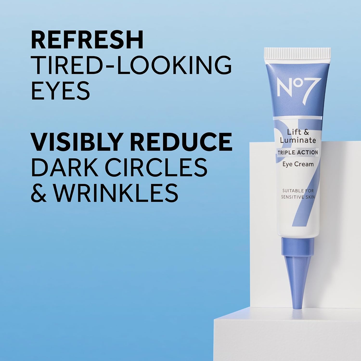 No7 Lift & Luminate Triple Action Eye Cream - Anti-Aging Under Eye Cream for Dark Circles, Puffiness & Wrinkles - Formulated with Vitamin C to Brighten and Refresh Tired Eyes (0.5 Fl Oz)