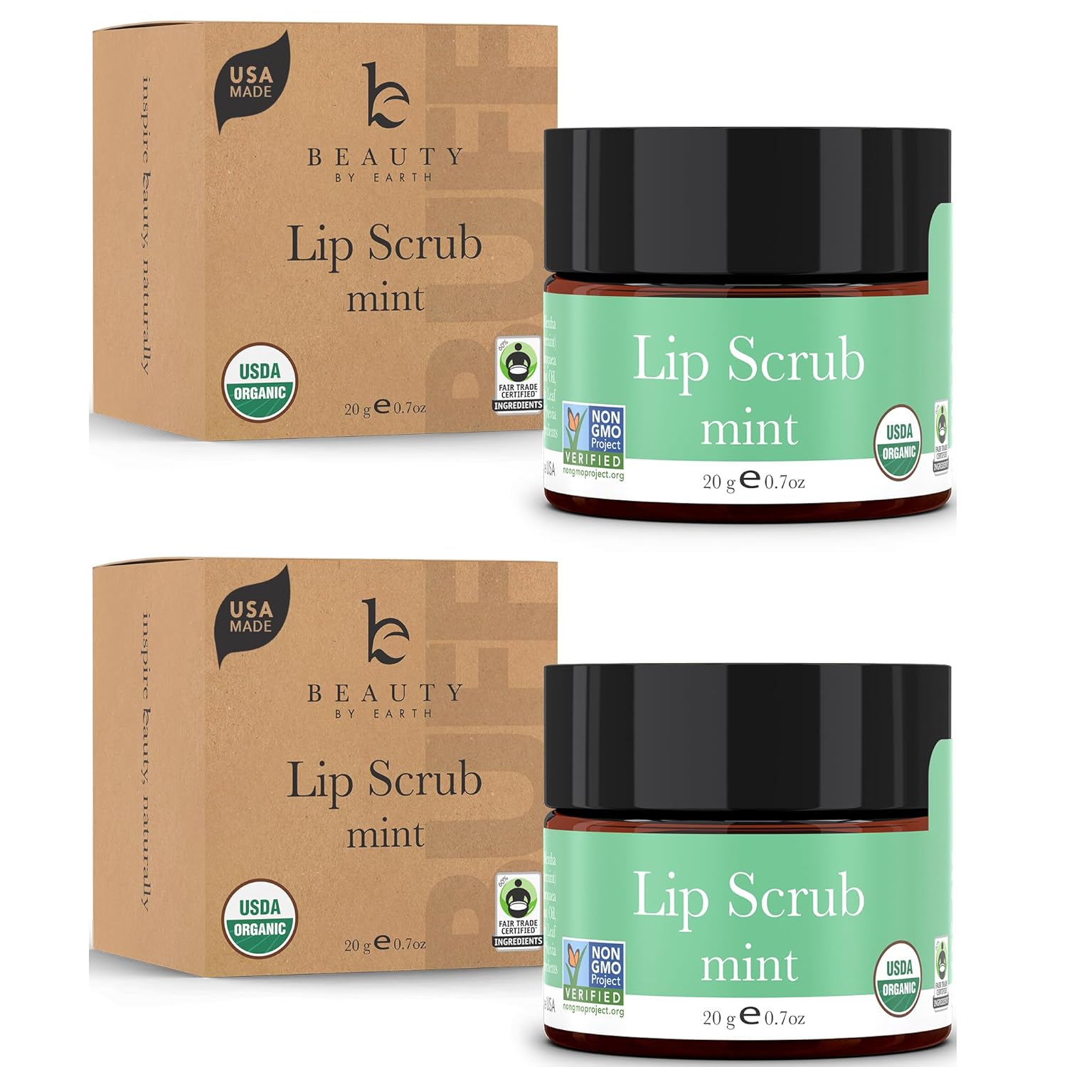 USDA Organic Lip Scrub Vanilla - USA Made with Natural Ingredients, Lips Exfoliator, Moisturizing Scrub for Dry Lips, Lip Sugar Scrubber Exfoliator for Smooth Lips, Small Beauty Gifts