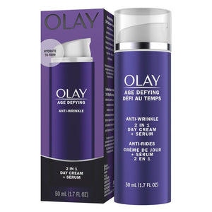Olay Face Serum by Age Defying Anti-Wrinkle 2-in-1 Day Cream Plus Face Serum, Aloe Vera, 1.7 Fl Oz