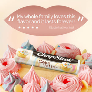 ChapStick Bulk Lip Balm, Cake Batter, 12-Pack – Delicious & Sweet Lip Moisturizer for Dry Lips, Birthday Gifts, Stocking Stuffers, 0.15