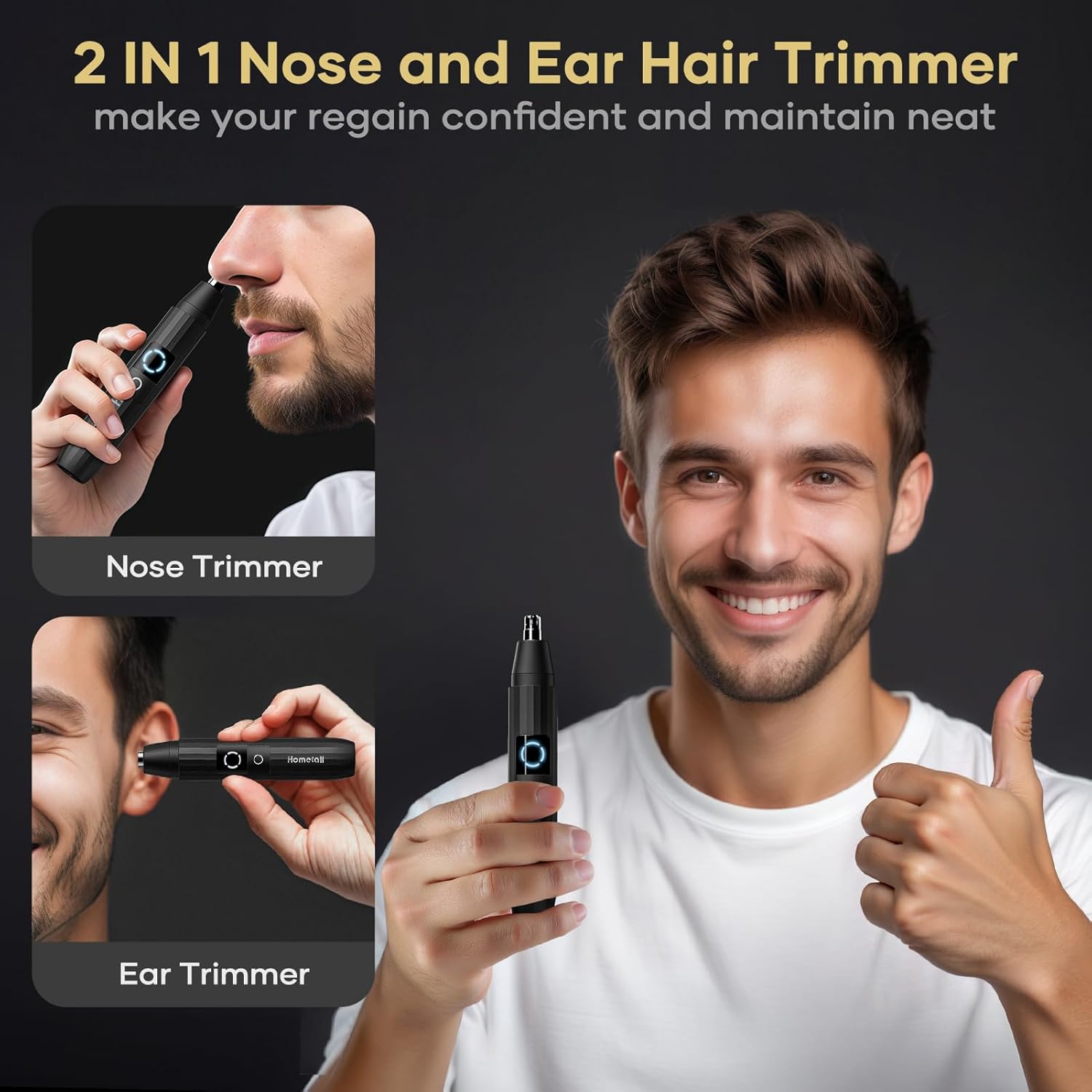 Rechargeable Nose Hair Trimmer for Men Women, Professional Painless Ear Eyebrow & Facial Hair Trimmer - 10,000 RPM Powerful Motor with Dual-Edge Blades, Wet/Dry, Easy to Clean