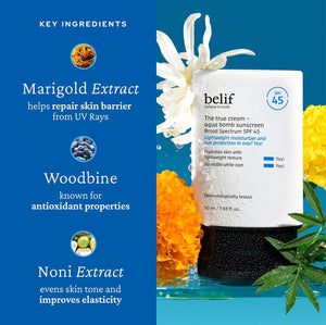 belif Aqua Bomb SPF 45 – Hydrating Niacinamide Sunscreen (1.69 fl. oz) | Lightweight Daily Broad Spectrum PA++++, No White Cast