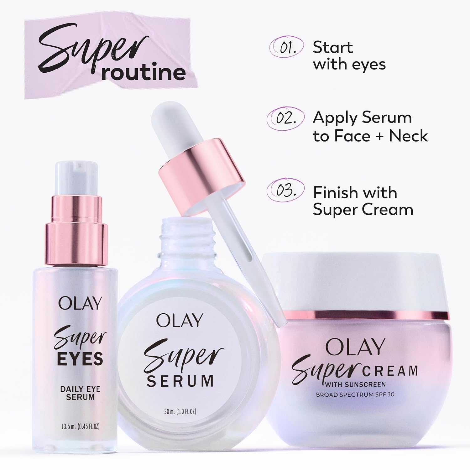 Olay Super Cream with Sunscreen SPF 30, 1.7 oz, Ultra Lightweight Face Moisturizer - Vitamin C & E, Hyaluronic Acid, Niacinamide, Collagen Peptide - Hydrate, Smooth, Brighten, Firm, and Protect