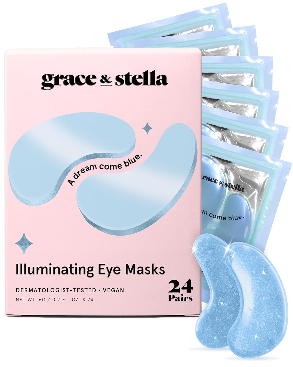 grace & stella Under Eye Mask - Gifts for Women - Reduce Dark Circles, Puffy Eyes, Undereye Bags, Wrinkles - Overnight Gel Under Eye Patches - Bridesmaid Gifts - Vegan Self Care (24 Pairs, Gold)