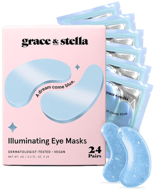 grace & stella Under Eye Mask - Gifts for Women - Reduce Dark Circles, Puffy Eyes, Undereye Bags, Wrinkles - Overnight Gel Under Eye Patches - Bridesmaid Gifts - Vegan Self Care (24 Pairs, Gold)