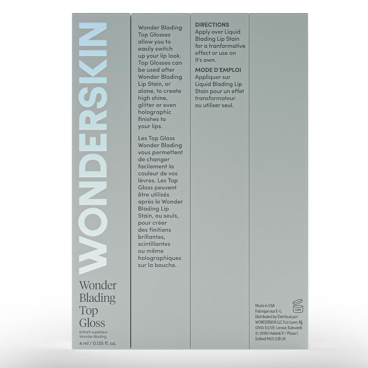 Wonderskin WONDER BLADING Top Gloss - Clear Glitter Lip Gloss, Hydrating and High Shine Finish Lip Makeup (Clear Shine)