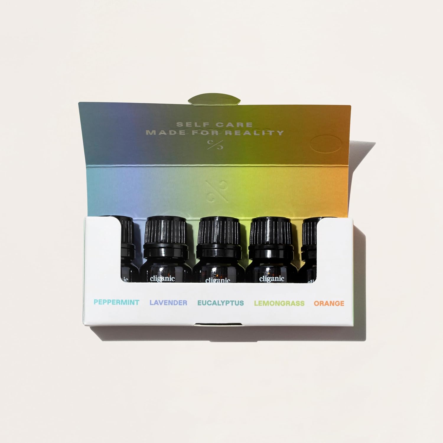 Cliganic Organic Essential Oils Set (Top 5 - The Classics) - 100% Pure Natural - Aromatherapy, Candle Making - Peppermint, Lavender, Eucalyptus, Lemongrass & Orange (Packaging May Vary)