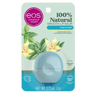eos 100% Natural & Organic Lip Balm- Sweet Mint, Dermatologist Recommended, All-Day Moisture, Made for Sensitive Skin, Lip Care Products, 0.25 oz