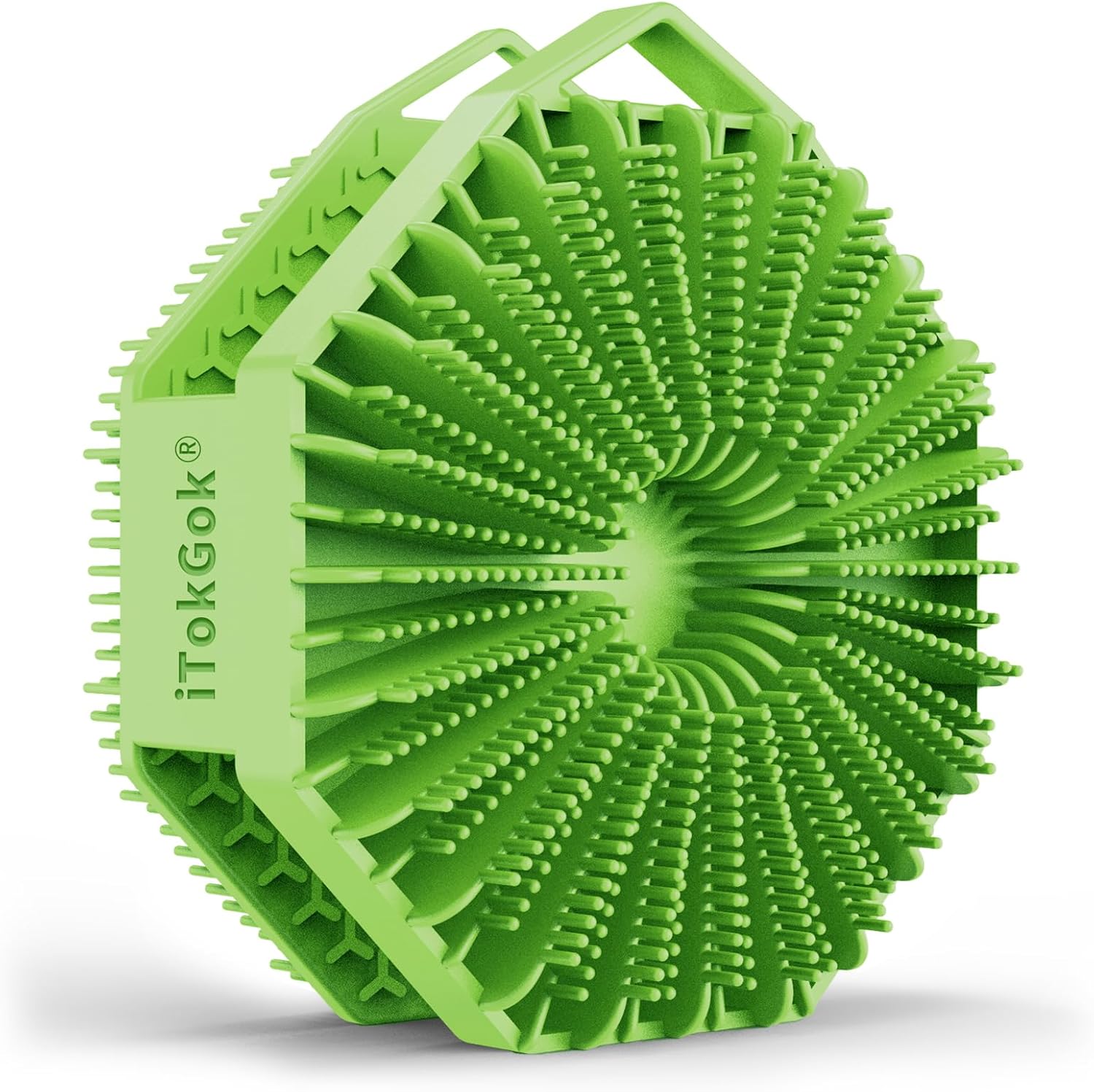 iTokGok® Premium 2-in-1 Silver-Infused Silicone Body Scrubber for Men, Double-Sided Design Body Brush Silicone Body Scrubber Exfoliating Body Brushes for All Skin, Lathers Well - Midnight Green