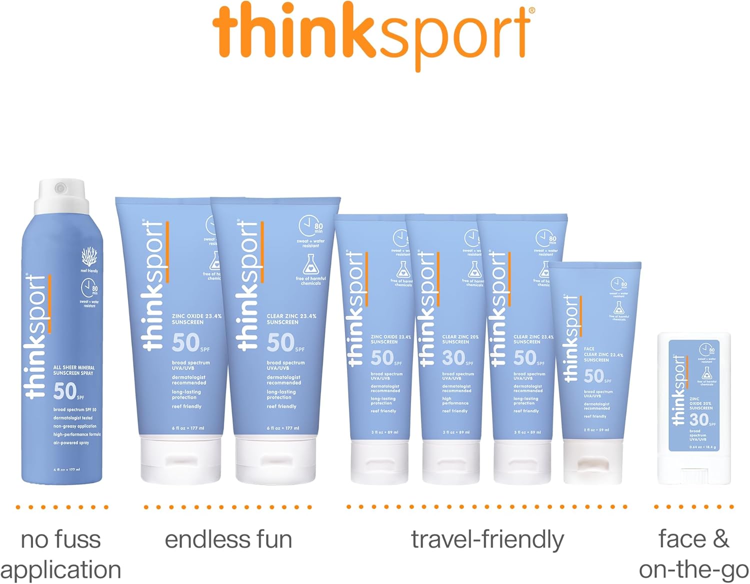 Thinksport Spray Sunscreen, All Sheer SPF 50 Zinc Oxide Mineral Sunscreen, 6 Fl Oz, Natural, Water Resistant, Reef Safe, Broad Spectrum UVA/UVB Sun Block for Sun Protection, Vegan