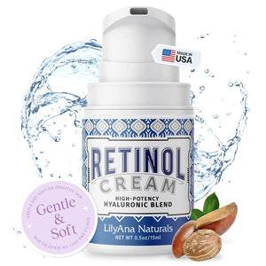 LilyAna Naturals Retinol Cream - Made in USA, Anti Aging Moisturizer for Face and Neck, Wrinkle, Retinol Complex, Body Mousse - 1.7oz