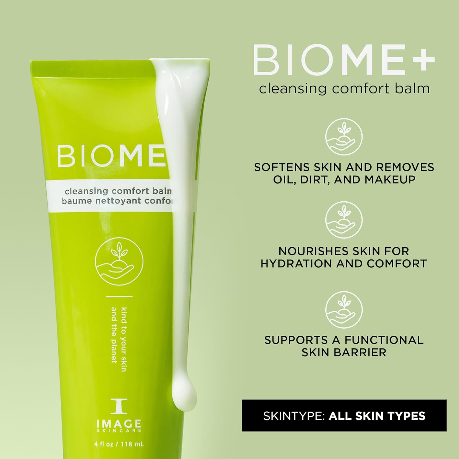IMAGE Skincare BIOME+ Cleansing Comfort Balm, Microbiome Friendly Gentle Cleanser, Reduces Moisture Loss