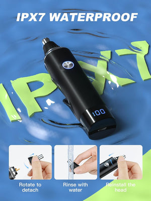 Ear & Nose Hair Trimmer with LED Display for Men Women,Painless USB Rechargeable Eyebrow & Facial & Nose Hair Trimmer Clipper,Professional IPX7 Waterproof Dual Edge Blades 12500 RPM (Black)