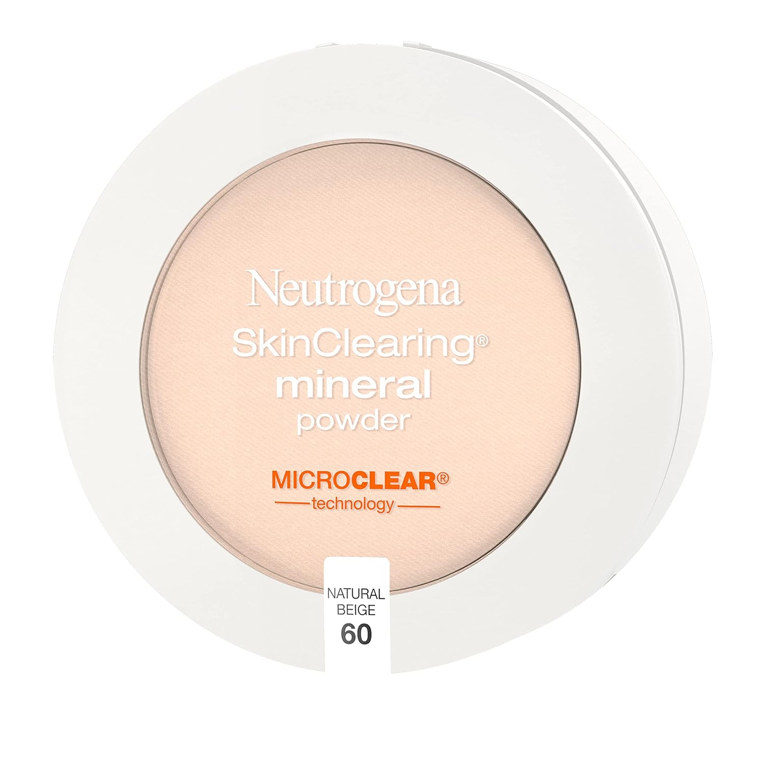 Neutrogena SkinClearing Mineral Acne-Concealing Pressed Powder Compact, Shine-Free & Oil-Absorbing Makeup with Salicylic Acid to Cover, Treat & Prevent Breakouts, Natural Beige 60,.38 oz (Pack of 2)