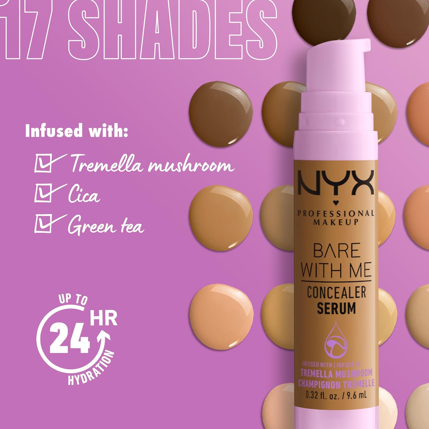 NYX PROFESSIONAL MAKEUP Bare With Me Concealer Serum, Concealer Makeup For Up To 24Hr Hydration - Beige