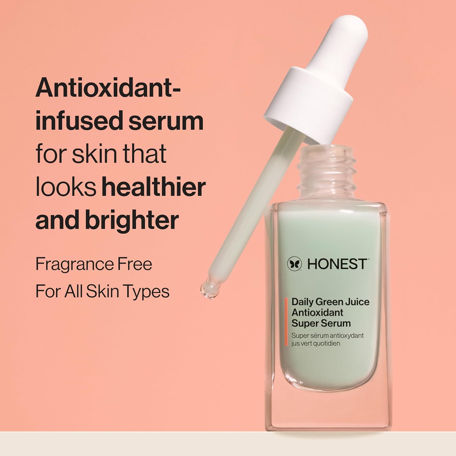 Honest Beauty Daily Green Juice Antioxidant Super Serum | Improves Skin Tone + Texture | Gentle for Sensitive Skin, Fragrance Free, Vegan | 1 fl oz