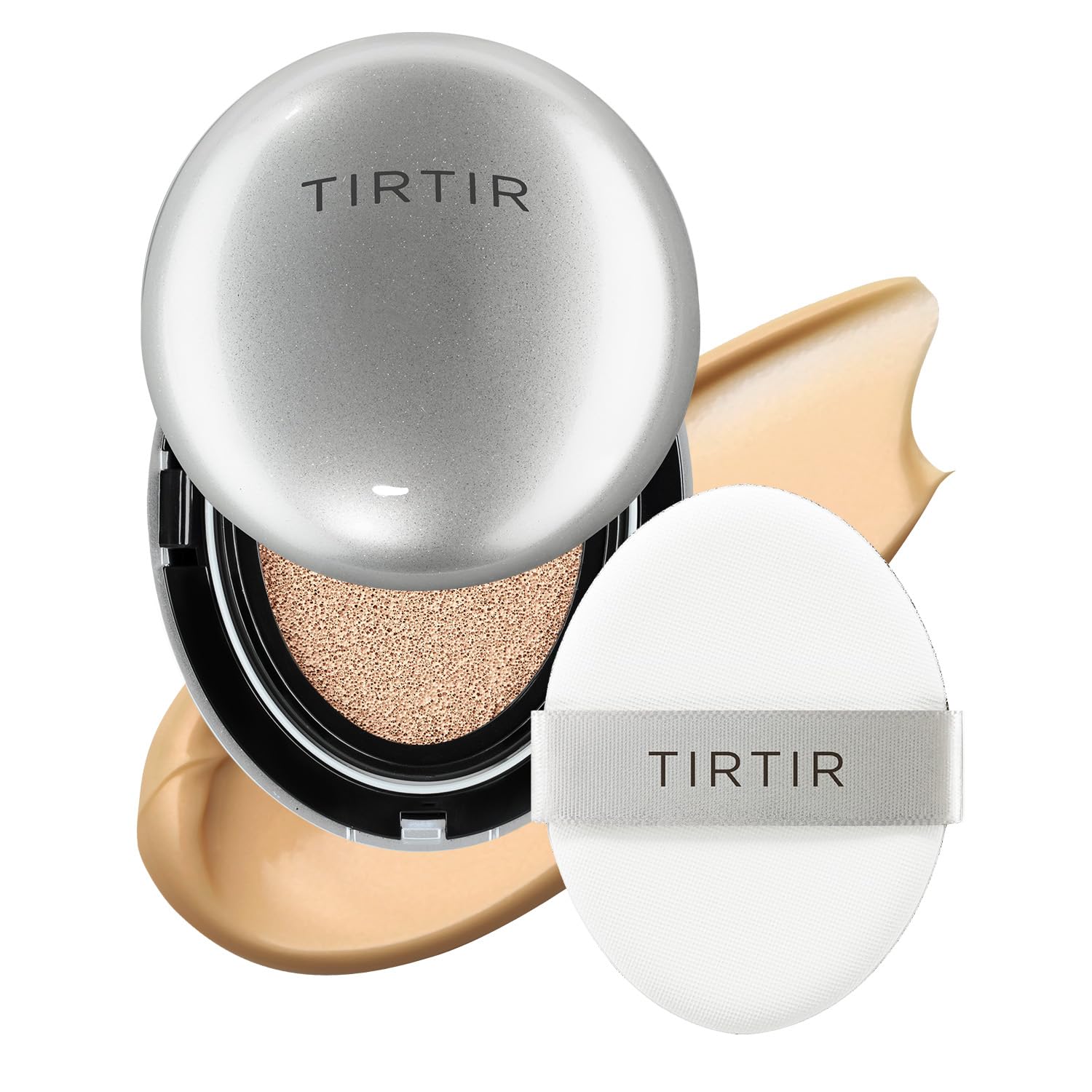 [*Mini Size*] TIRTIR Aura Glow Silver Cushion | Korean Cushion Foundation, (#21N Ivory, 0.15 Fl Oz)