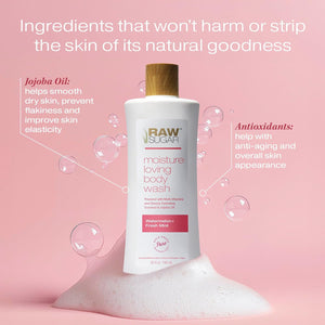 RAW SUGAR Moisture Loving Body Wash - Watermelon + Fresh Mint, Moisturizing & Refreshing Bath & Shower Gel, Sulfate-Free, Paraben-Free & Vegan (Pack of 3)