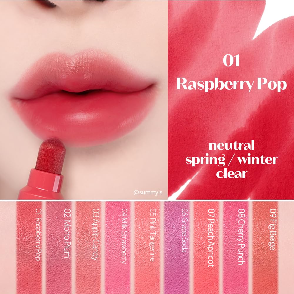 ETUDE Dear Darling Marker Tint #1 Raspberry Pop (5g) | Hydrating & Long Lasting Lip Stain | High Pigmented Lip Maker with Easy Drawing Tip | Korean Daily Lip Tint, Korean Makeup, Kbeauty