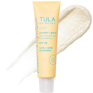 TULA Skin Care Protect + Glow Daily Sunscreen Stick Gel Broad Spectrum SPF 30 - Skincare-First, Non-Greasy, Non-Comedogenic & Reef-Safe with Pollution & Blue Light Protection, Supersize, 3.38 oz
