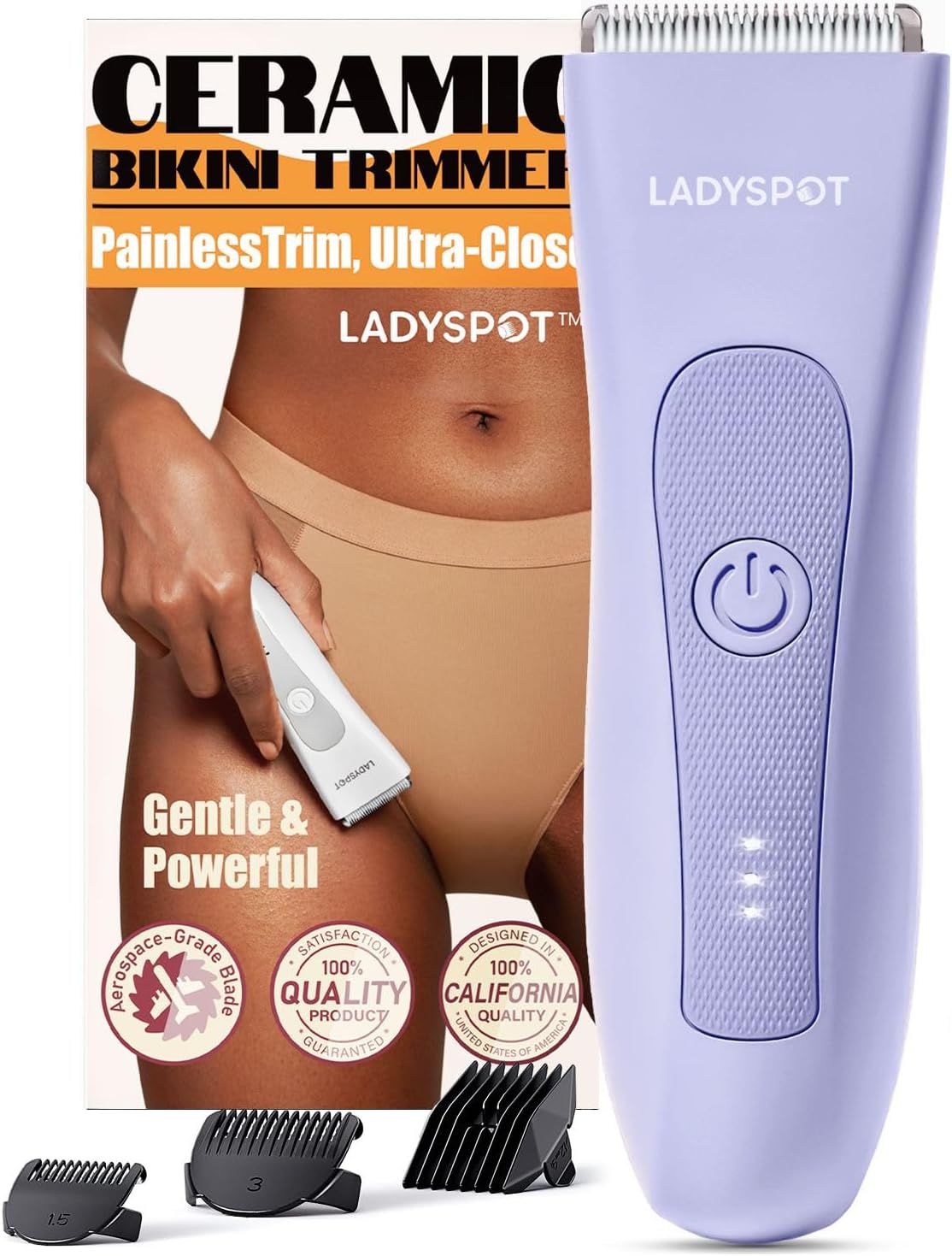 MANSPOT Manscape Groin & Body Hair Trimmer for Men, Electric Ball Pubic Trimmer Shaver,Manscape Kit with 4 Guard,Replaceable Ceramic Blade Heads,Waterproof Wet/Dry Shaver,90 Minutes Shaving