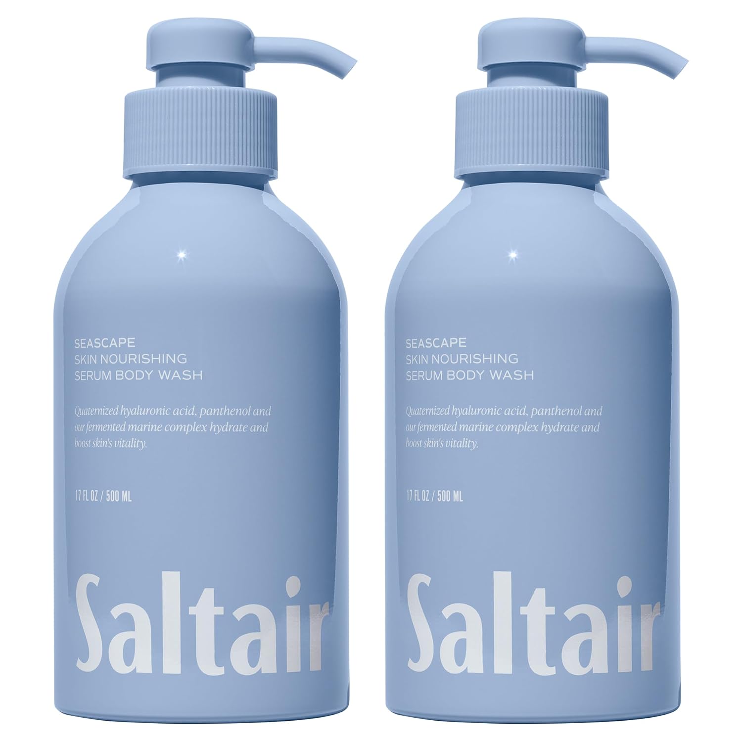 Saltair Body Wash, Signature Scents 2-Pack. Moisturizing Body Cleanser with Monoi Oil and Cupuacu Butter. Luxury Shower Gel for Women and Men. Vegan, Cruelty-Free, Paraben-Free. 2x 17oz Pump Bottles