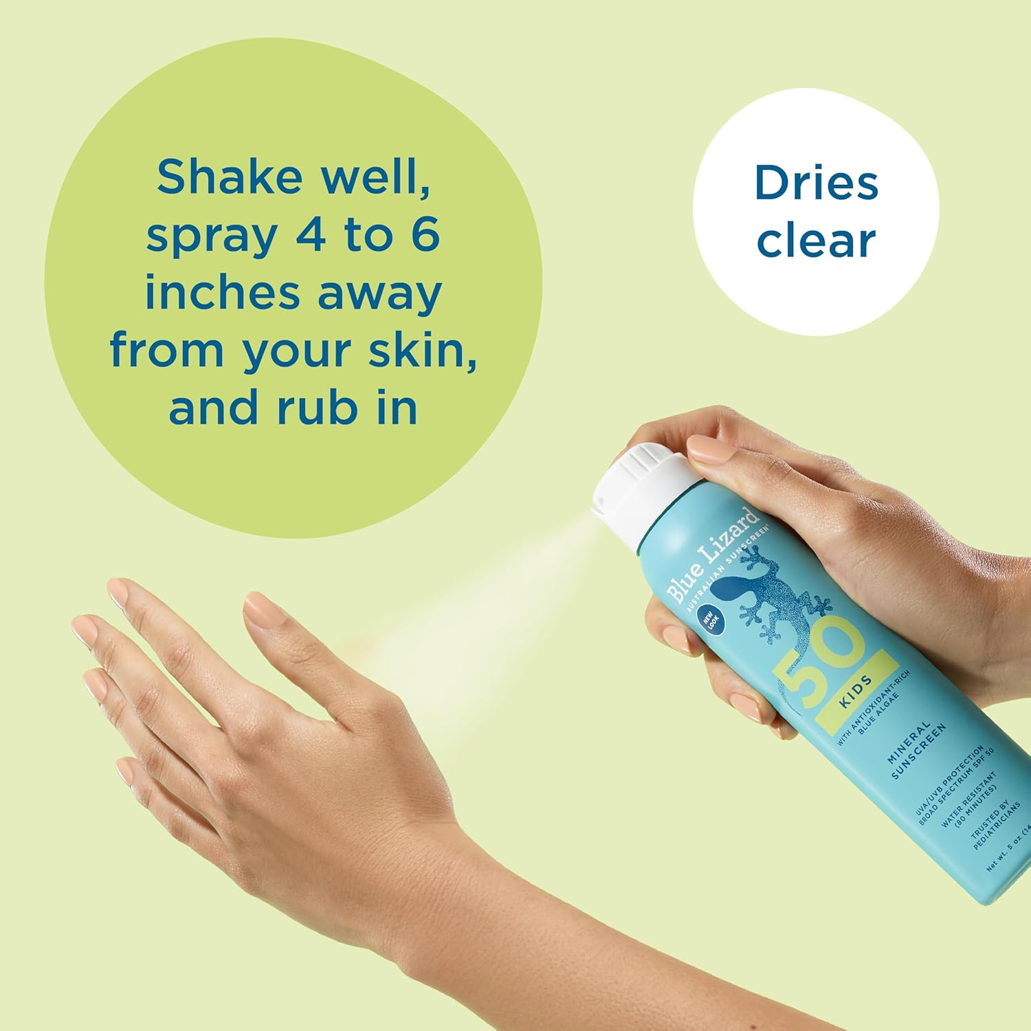 Blue Lizard Kids Mineral Sunscreen Spray SPF 50+, Brand, Broad-Spectrum UVA/UVB Protection, Water-Resistant, Zinc Oxide Formula, 5 fl oz
