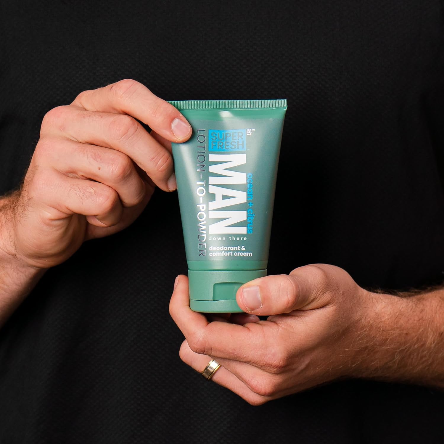 Super Fresh Ball Deodorant Powder Lotion Comfort Cream for Man Parts Groin Butt and Body Hygiene Controls Odor Stops Chafing and Itch Absorbs Sweat Aluminum Free Formula in 4 oz Tube