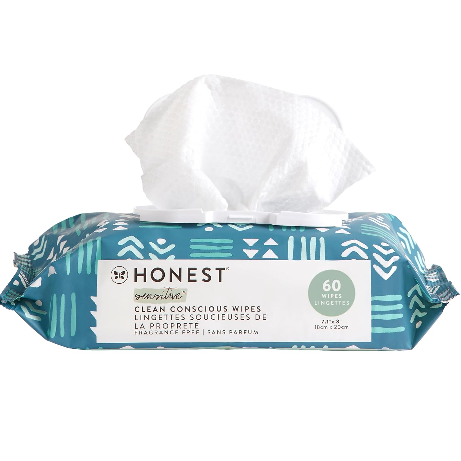 The Honest Company Clean Conscious Multi-Use Wipes | Hypoallergenic + Unscented for Sensitive Skin | Over 99% Water, Compostable, Plant Based, Baby Wipes | Geo Mood, 288 Count