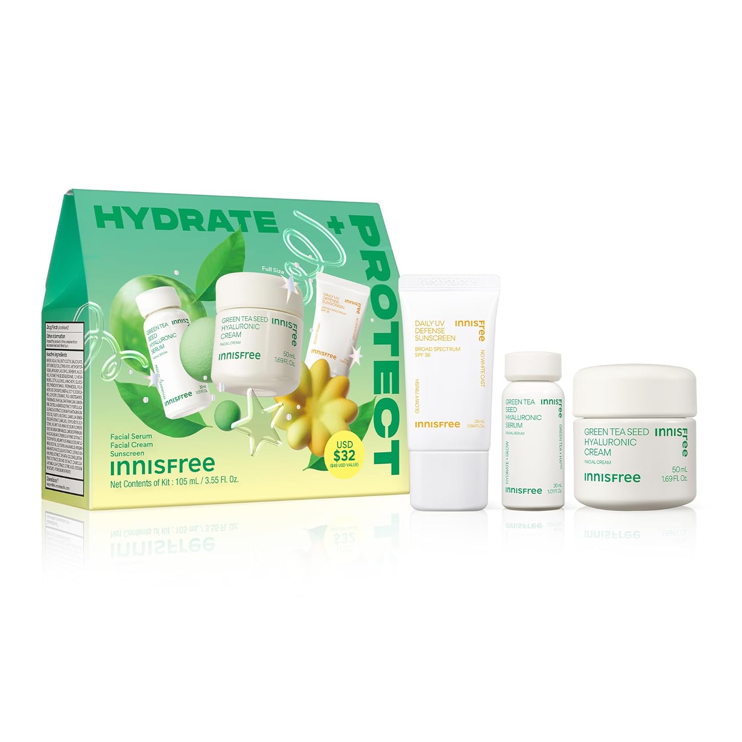 innisfree Daily UV Defense Sunscreen Broad Spectrum SPF 36, Invisible Korean Sunscreen for Face with No White Cast
