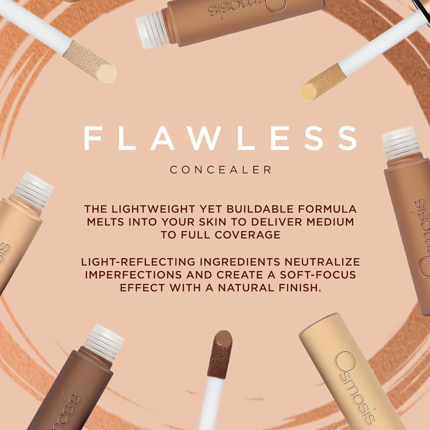 Osmosis Flawless Concealer, Lightweight, Medium To Full Coverage, Conceals, Corrects, Covers, Hydrates, Natural Matte Finish, 10 Shades, 0.47 Fl Oz